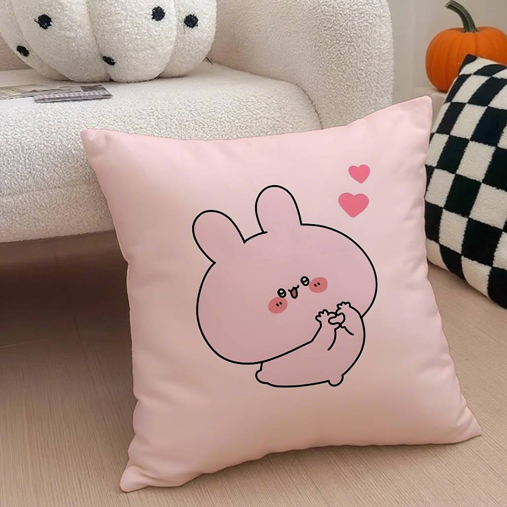 Cartoon A-Asamimichan-MT Cute Bunny Singer Pillow Case Comfort Sofa Bed Silky Elegant Invisible Zipper Decorative Cushion Cover