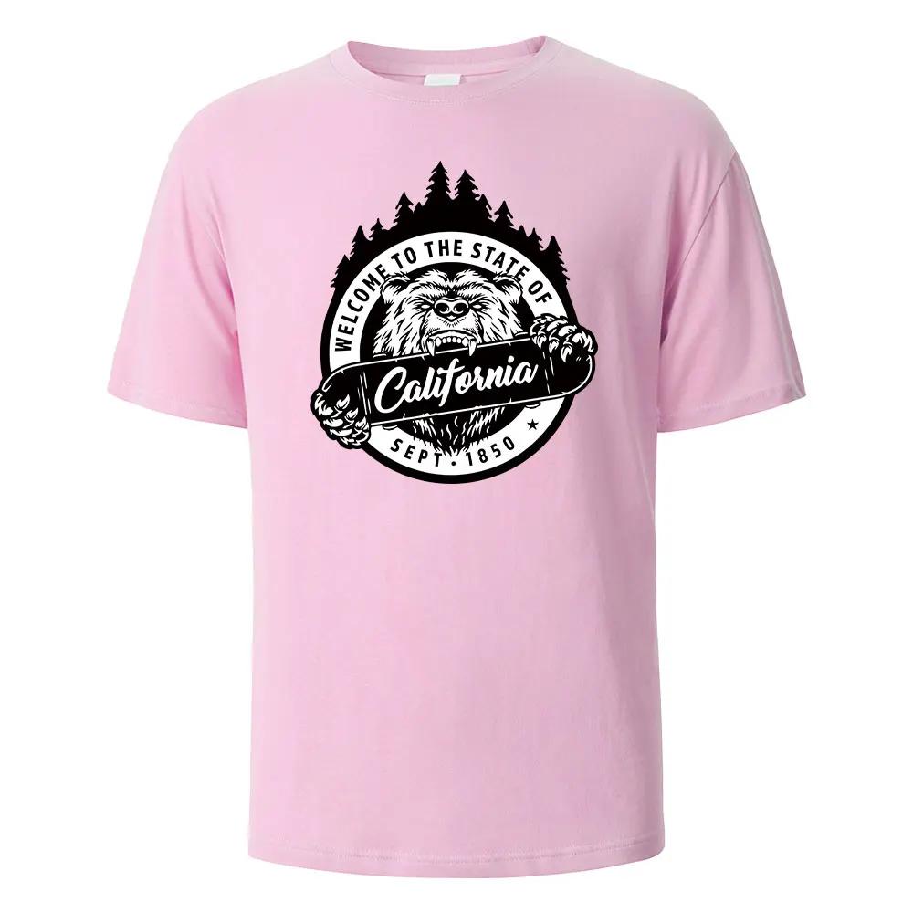Herren Bedrucktes T-Shirt Kalifornien 100% Baumwolle Oberteile Für Herren Damen Sommer Atmungsaktiv Kurzärmelig Rundhals Basic T-Shirts Herren Kleidung