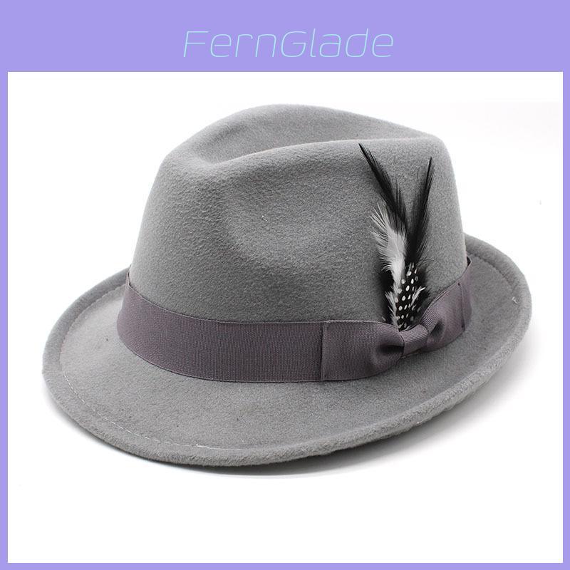 Mens Feather Felt Hat With Wide Brim For Summer Sun Protection And Stylish Casual Wear
