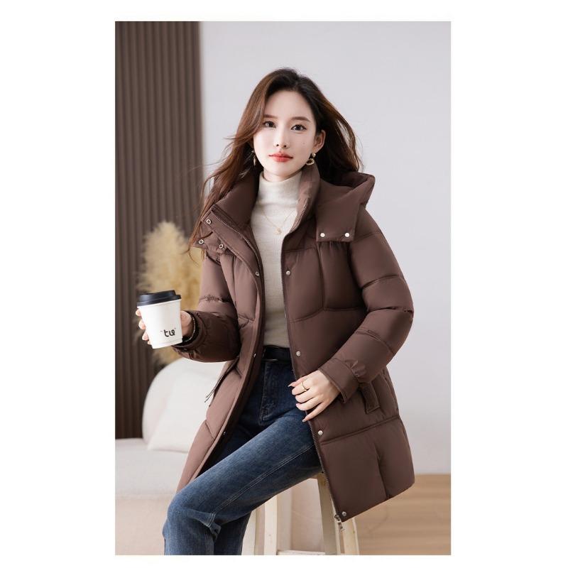 Thickened Warm Hooded Long-sleeved Cotton Coat for Women Mid-length Winter New Korean Fashion Loose Cotton Coat
