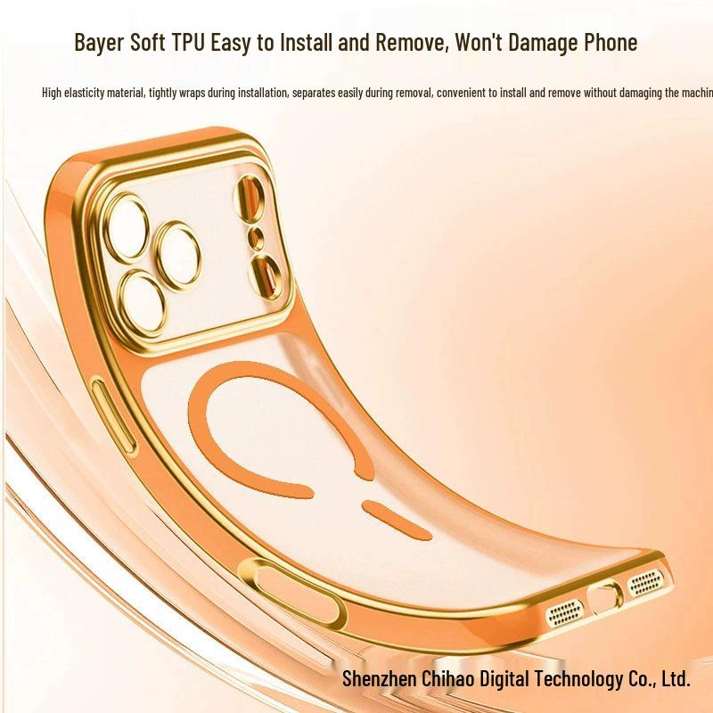 iPhone 17 Pro Max Transparent Two-tone Electroplated Magnetic Phone Case with Apple 16 Lens Full Coverage, Soft.