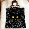 Modern Black Cat Polka Dots Cute Abstract Fashion Soft Warm Plush Blanket Dorm Sofa Living Room Hogar Bedroom Gift Home Flannel