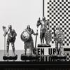 Medieval Knight Figurine Vintage Resin Statue with Metallic Finish Handcrafted Armor & Shield