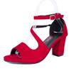 22 large size summer new metal one-button Roman thick heel sandals fish mouth open-toed high-heeled sandals