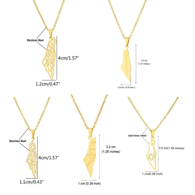 ISR and PS Map Necklace for Men Women Stainless Steel Gold Silver Color Pendant Necklaces Neckchain Jewelry