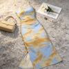 Dress High-end High-end Sense Gentle Wind Waist Thin Spice Girl Long Skirt Trendy French Tie-dye Suspenders