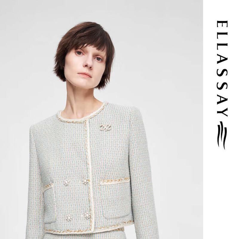 

ELLASSAY Elegant Bouclé Round Neck Short Jacket S