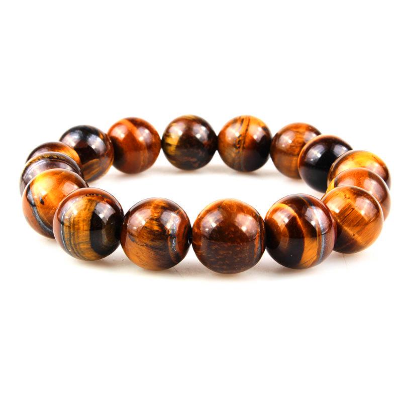 Yellow and Colorful Tiger Eye Beaded Bracelet: Natural Stone Jewelry for Attracting Wealth and Luck with Buddhist Beads.