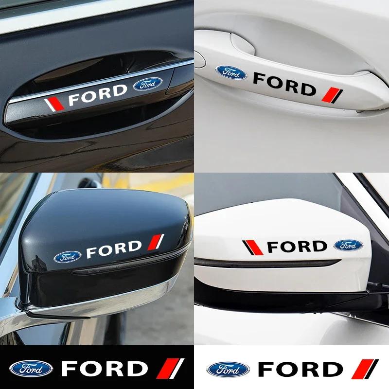 Car Sticker 4Pcs Car Logo Door Handle Sticker Body Decal For Ford Focus 2 MK2 3 MK3 MK4 ST Mondeo Festiva Fusion Suit Fiesta Mus
