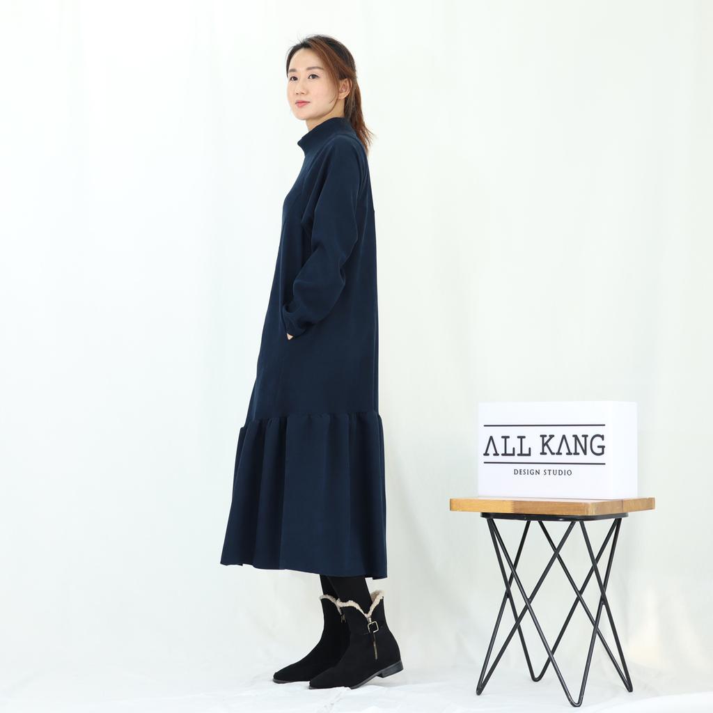 Olgangdijainseutyudio Corduroy Asymmetrical Frill Long Dress