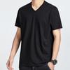 Men Tops Pure Color V-Neck Short Sleeve Tee Shirt Loose Fit Thin Breathable