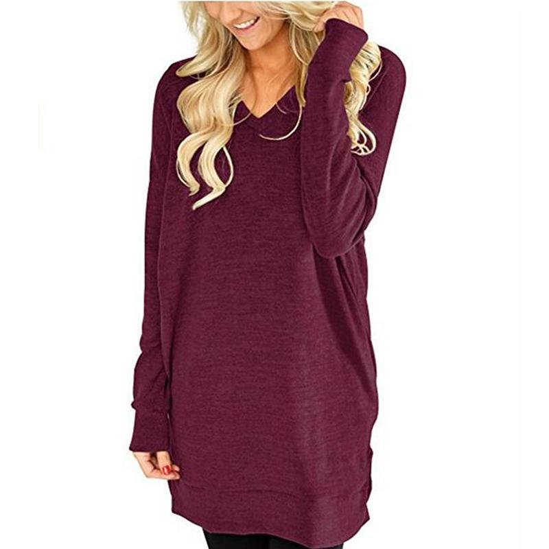 Women's Casual V-neck T-shirt Autumn New Women's Fashion Long Sleeved Top Versatile Women's Top