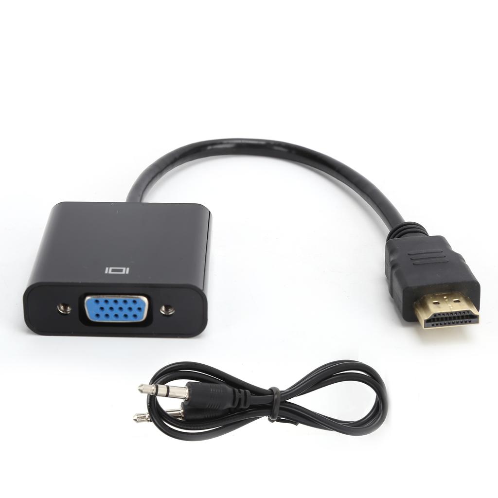 HD Multimedia Interface To VGA Converter Cable with 3.5mm Audio for Chromebook Raspberry Pi XboxBlack