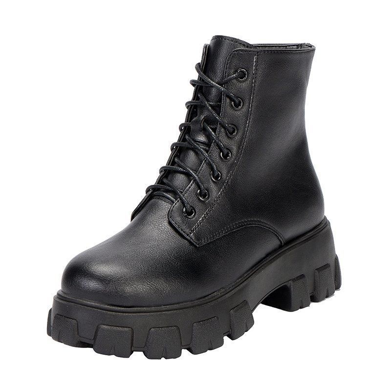 Large size women's shoes 41-43 Wide fat feet fat sister Martin boots women's British style platform short boots locomotive boots 40