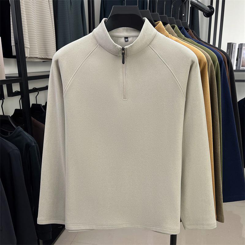 Men s Double-Sided German Fleece Hoodie with Half-High Collar, Zipper, Autumn/Winter Fashionable Outerwear. XL (135-150 jin)