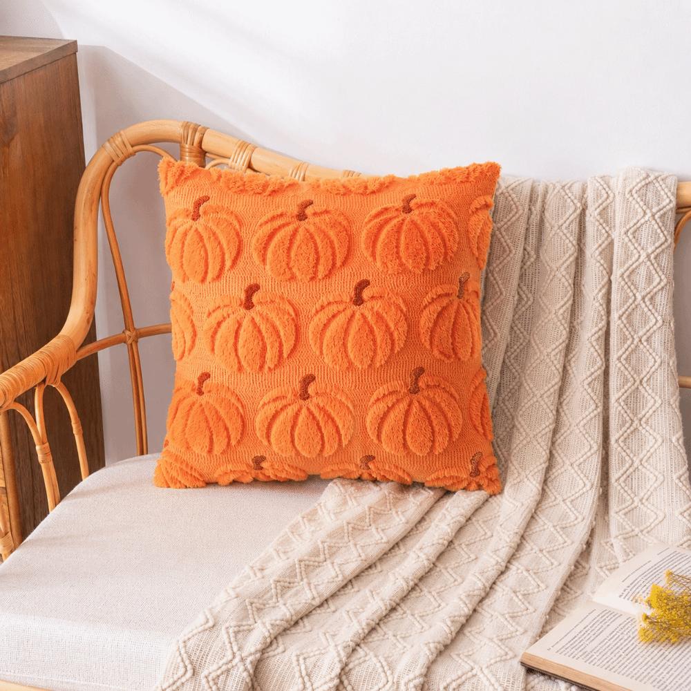Pumpkin Tufted Cushion Cover 45x45cm Plush Pillow Covers New Throw Pillow Cover Fall Decor