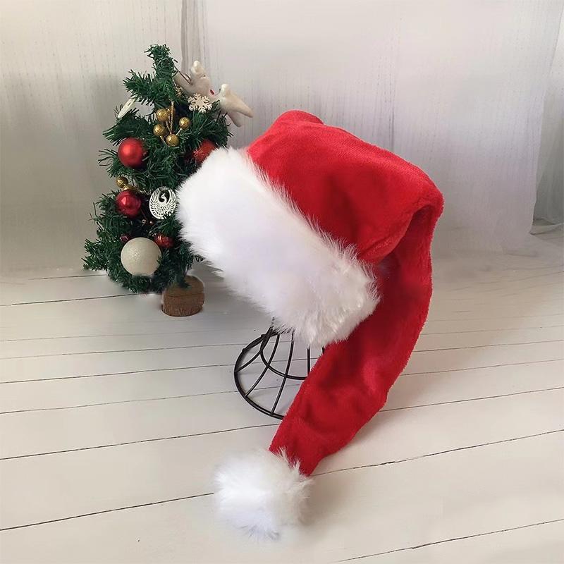 New Year 2025 75Cm White Fur Adult Christmas Hat Party High Quality Fur Xmas Cap Children Adult Plush Home Party Decoration