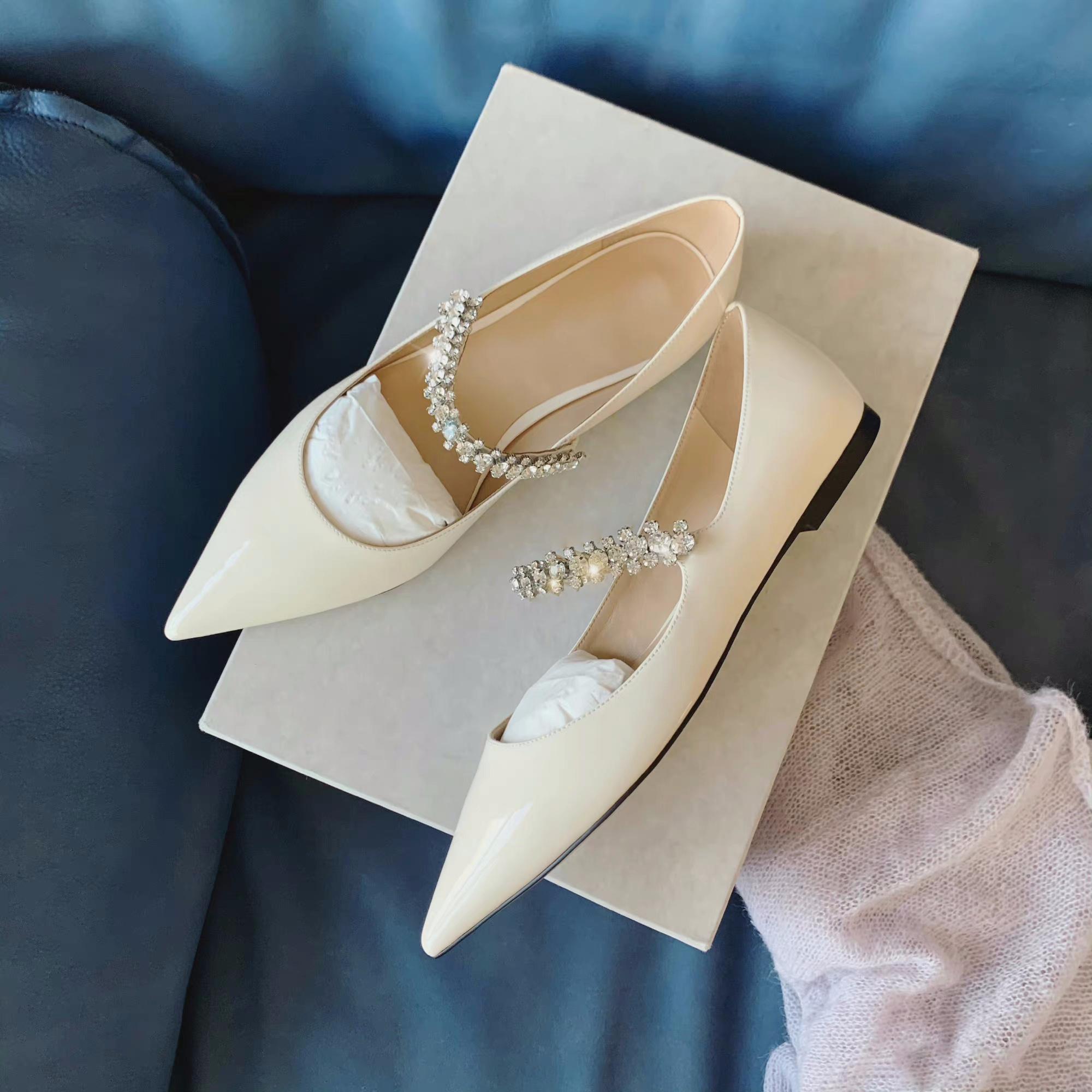 

Sheepskin version~ Fairy Feng Rhinestone with Mary Jane single shoes women s soft-soled pointed head shallow mouth ladyshoes flats 35