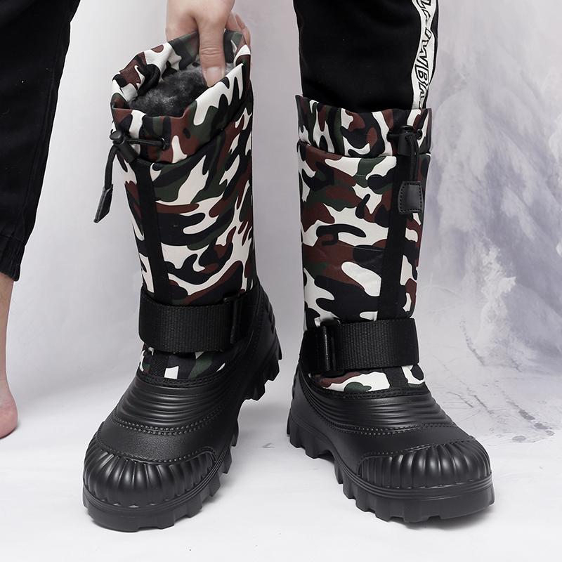 Men's Winter Warm Snow Boots Rubber Hiking Boots Outdoor Knee High Camouflage Duck Boots Waterproof  Plus Size