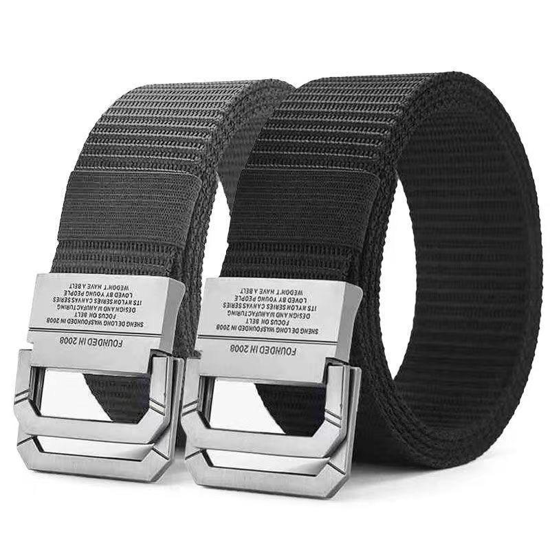 Men's Double Ring Casual Canvas & Leather Belt