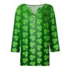Damen T-Shirt mit Aufdruck „Saint Patrick's Day“ und Knopfleiste, 3/4-Ärmel, für den Alltag und das Wochenende, modisch, Basic, V-Ausschnitt, normales Oberteil