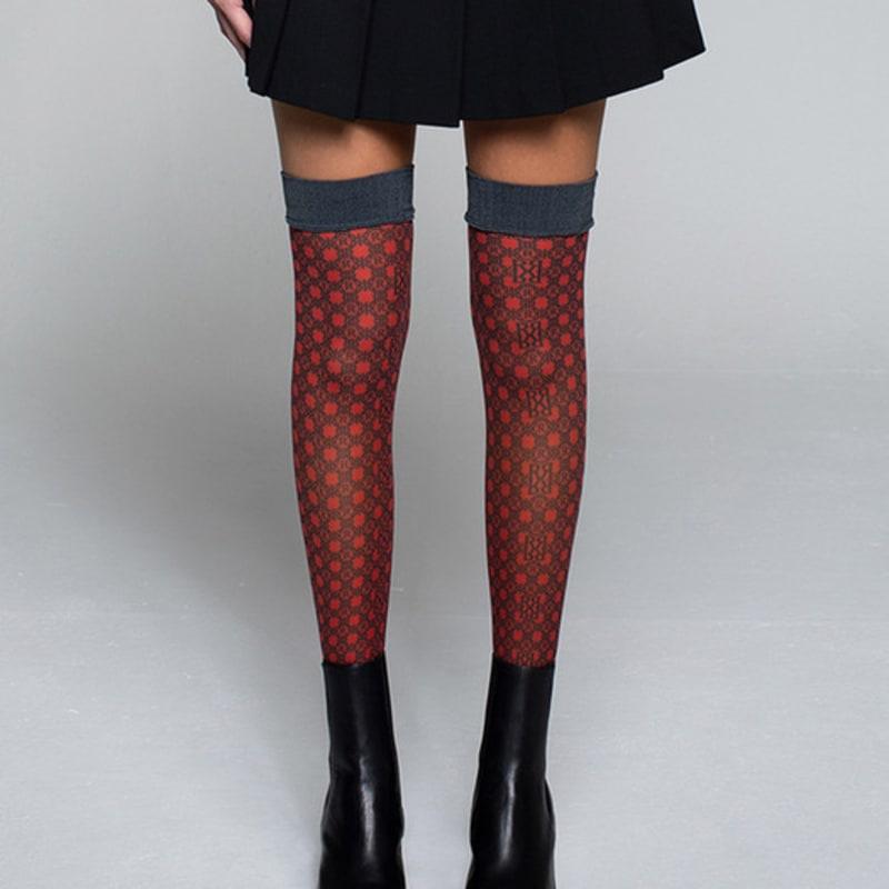 

Романтичные чулки до колена в горошек с тигром RR Free