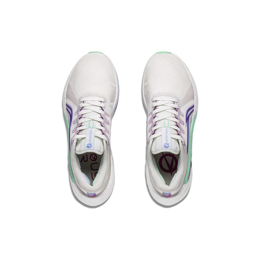 Li Ning Furious Rider 7.0 Vielseitige Dämpfung Niedrig geschnitten Mittelsohlentechnologie Laufschuhe Damen Weiß Lila ARZT004-13
