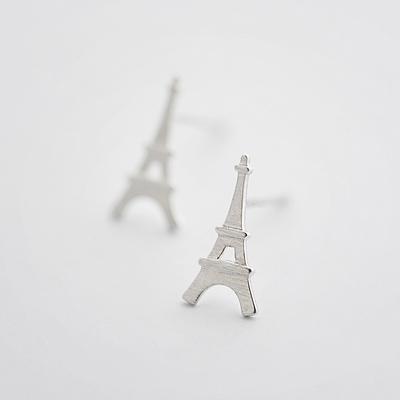 Orecchini a bottone in argento sterling 925 con torre Eiffel per donna, gioielli da festa, pendenti, boucle d'oreille, Eh977
