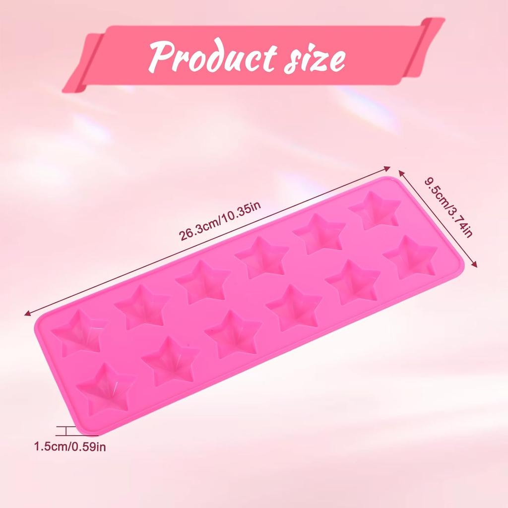 12 Cavities Star Chocolate Mold, Reble Five Pointed Star Silicone Mold Fun Shaped Chocolate Molds Silicone Square Molds for Making Chocolates Ice