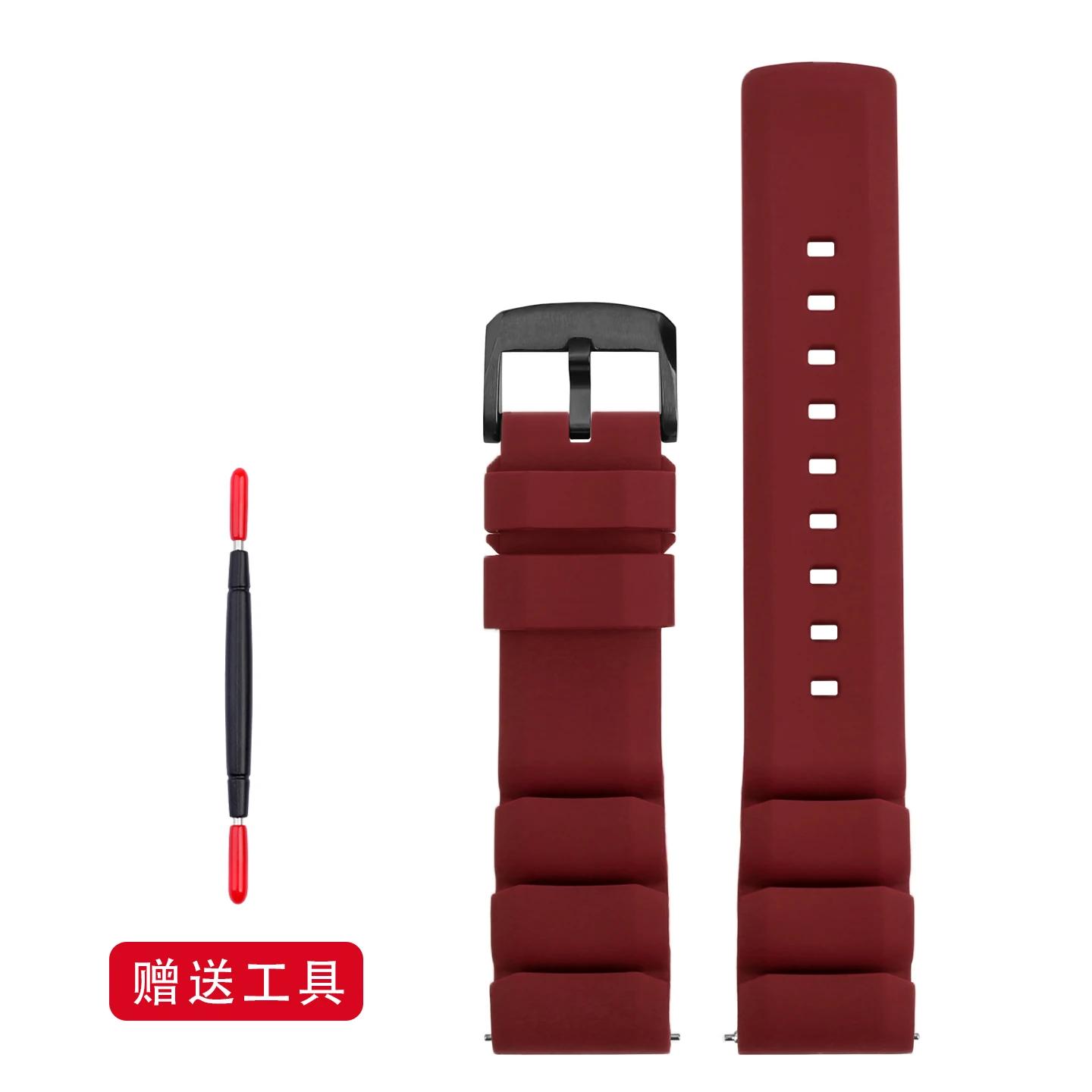 

22mm 24mm New Breathable Silicone Sports watchBand For any watch rubber Wrist strap Soft waterproof men s Accessories for Seiko 24mm червоний колір чорний