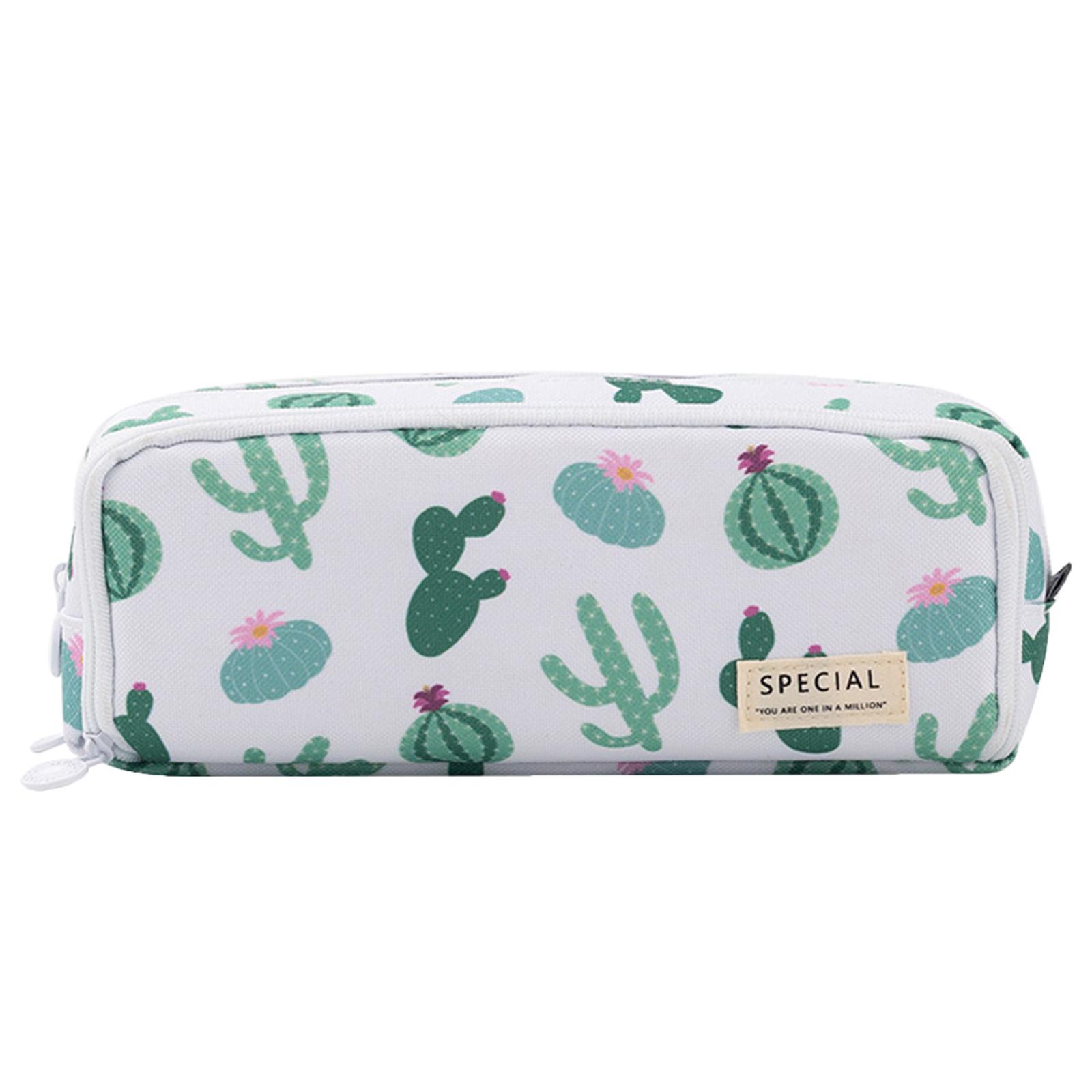 

Сумка-карандаш большой емкости с мультяшной печатью, канцелярская сумка, студенческий пенал белый