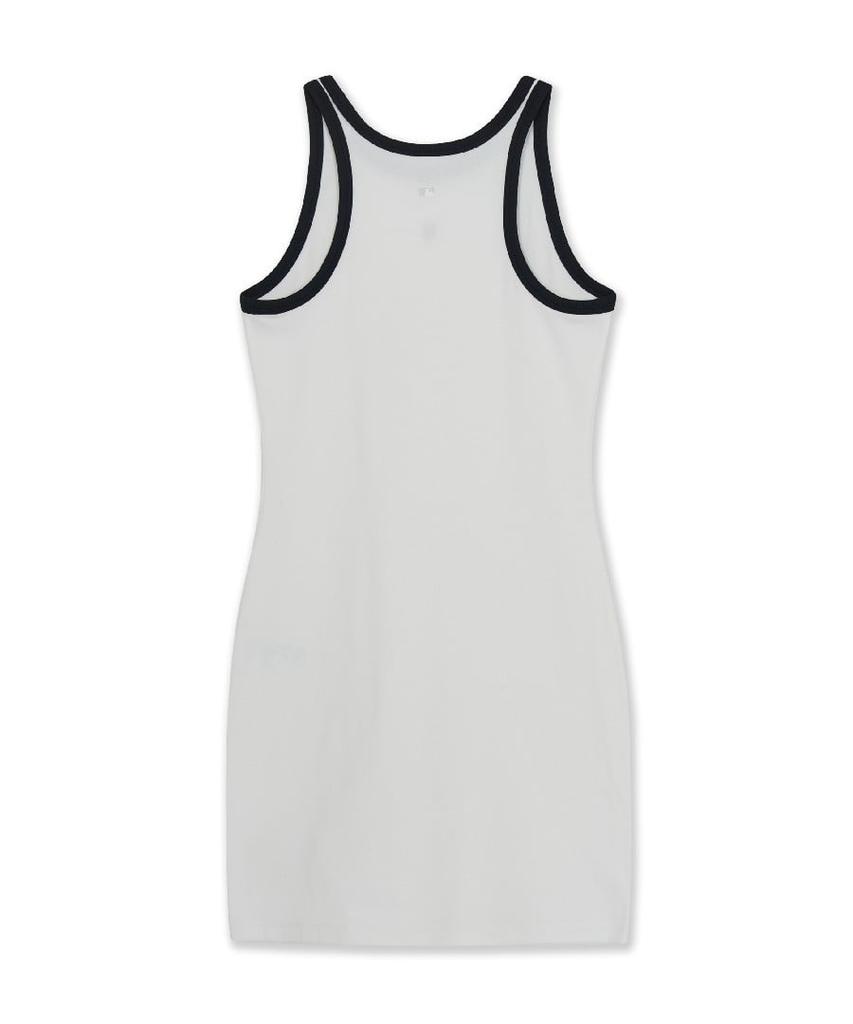 Emelbi Women'S Basic Ringer Ribbed Sleeveless Dress Nym (White)