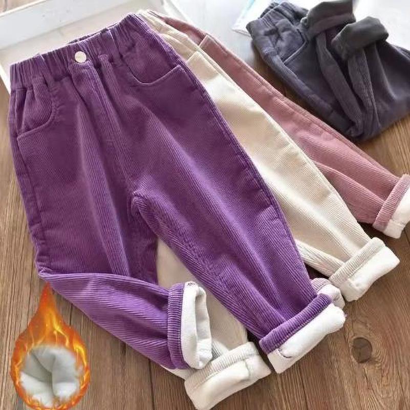 Kids Warm Pants Boy Girls Autumn Winter Thick Outer Wear Sports Trousers Children Clothes Casual High Waist