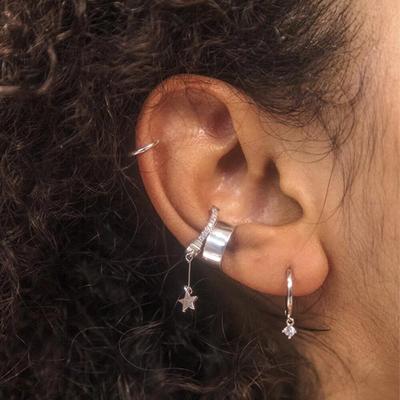 Moonmory Boucle d'oreille de mariage en argent sterling 925 véritable pour femmes avec chaîne Bijoux de mode Manchette d'oreille argentée Brincos Une pièce