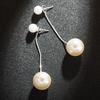 Women's Imitation Pearl Earrings New Elegant Chain Big Pearl Earrings Personality Wild Pendant Long Bride Wedding Earrings