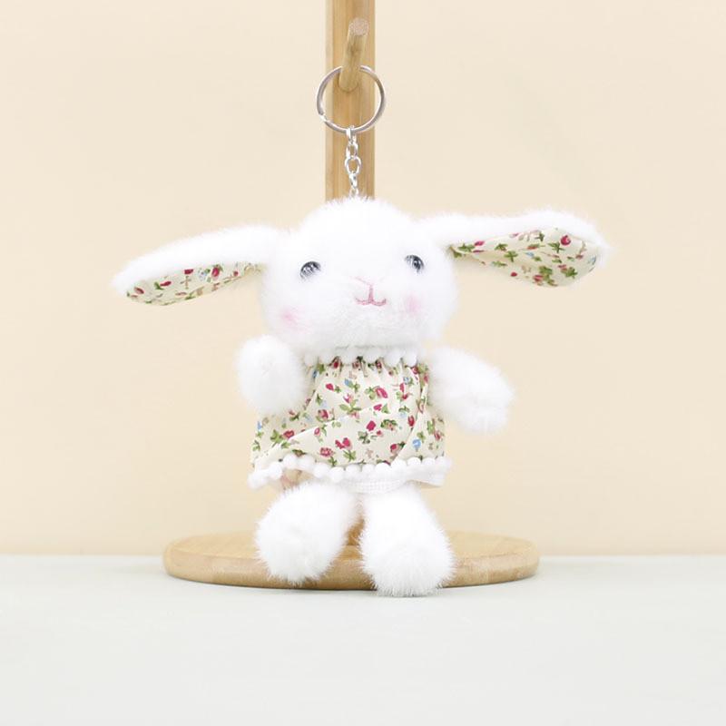 Charming Short Plush Rabbit Keychain Accessory In Lovely Floral Designs Perfect For Bags