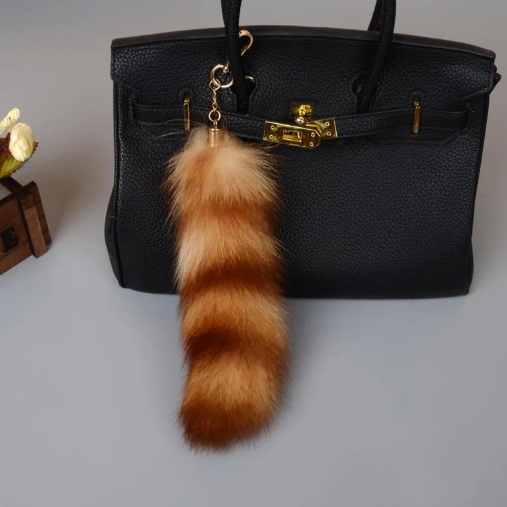 Fashion 40cm Fox Tail Keychain COS Performance Props Beautiful Tassel Key Rings Chain