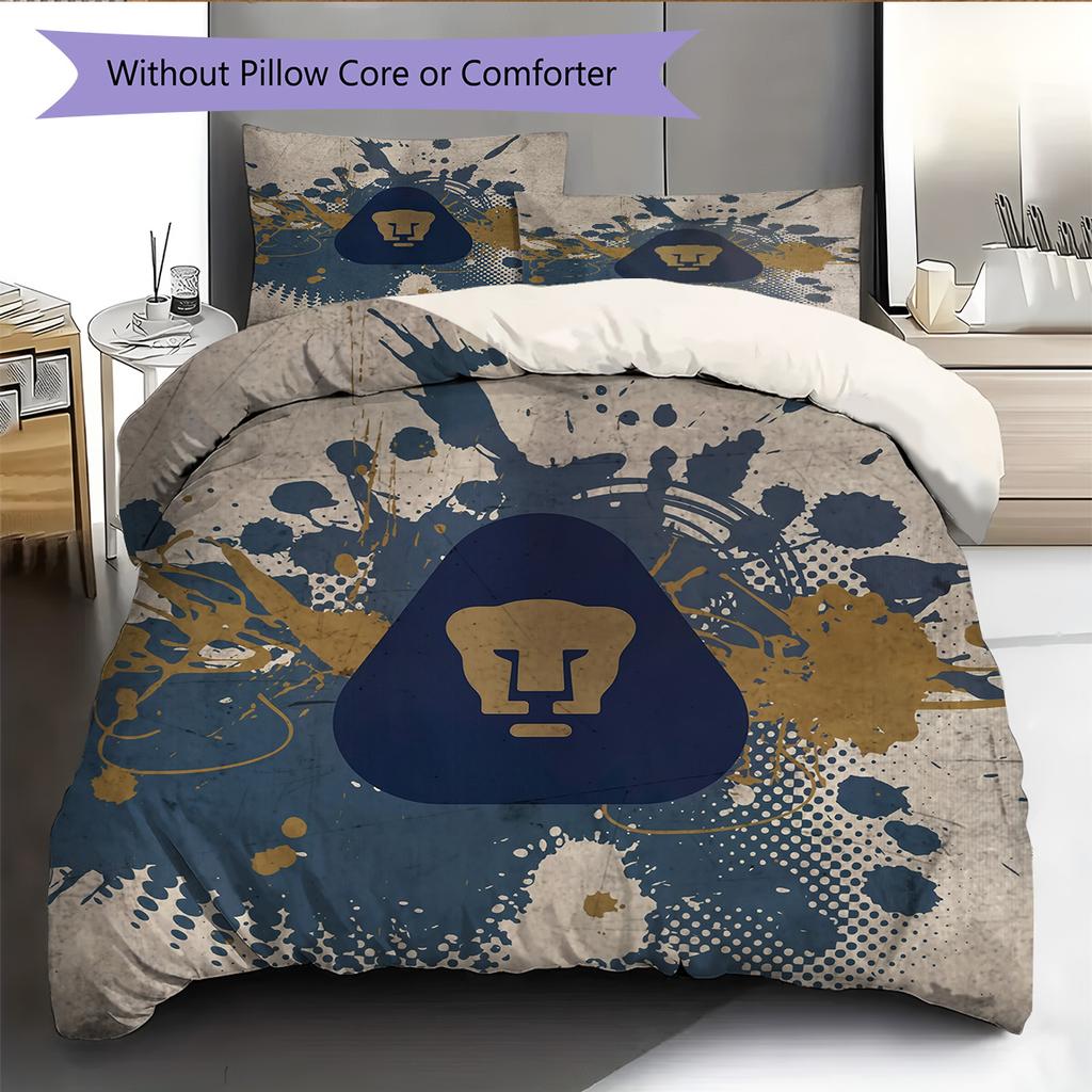 Pumas Football Team Pattern Bedding Quilt Set Home Decoration Gift (1 * duvet cover + 2 * pillowcase without core)