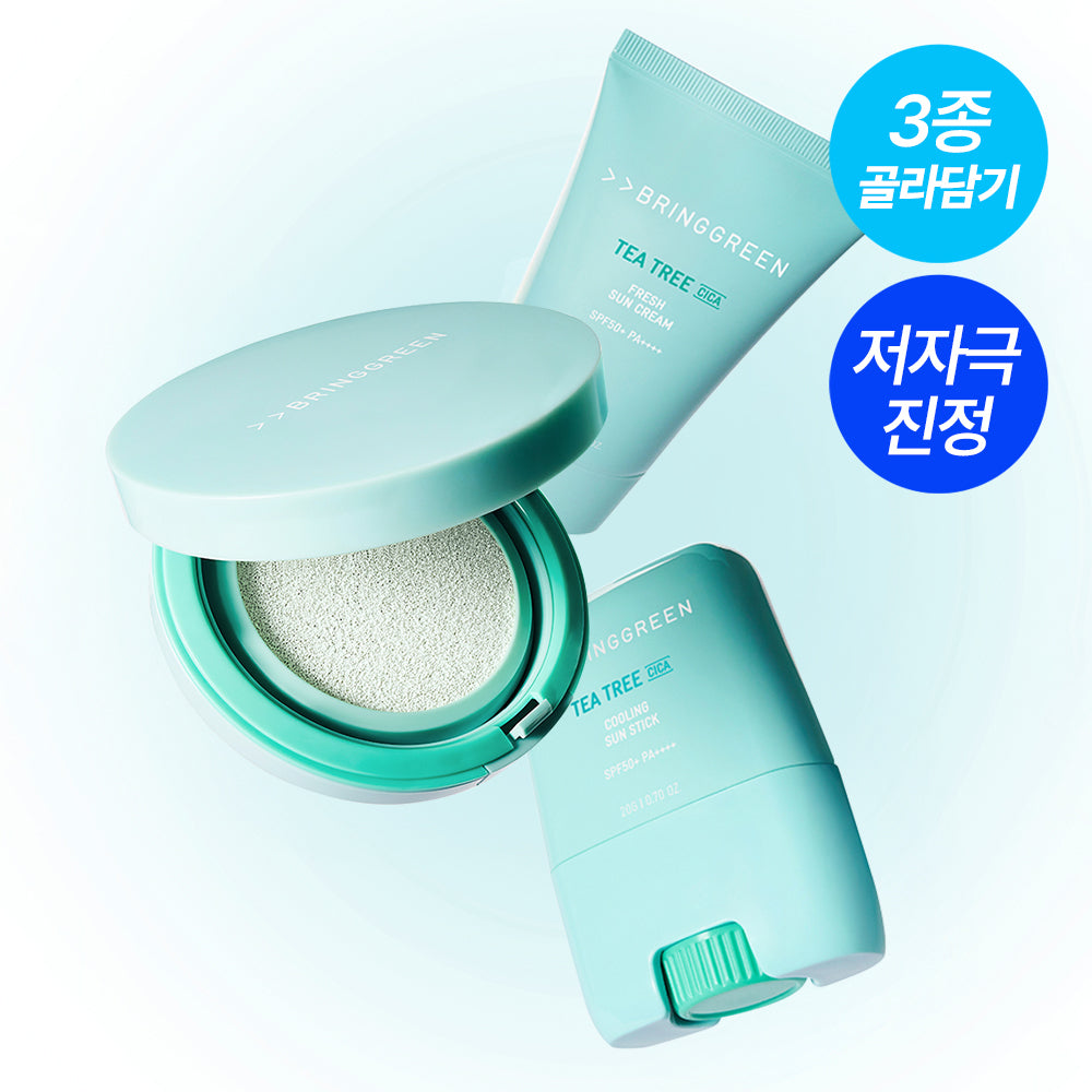 BRINGGREEN Tea Tree Cica Sun 3 Types Sun Cushion/Sun Cream/Sun Stick