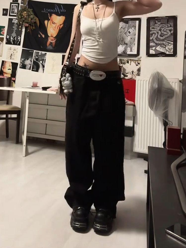 ZYLLO American Retro Dragon Print Straight Jeans Millennium Subculture Fashion Harajuku Hip Hop Y2k Pants Baggy Jeans