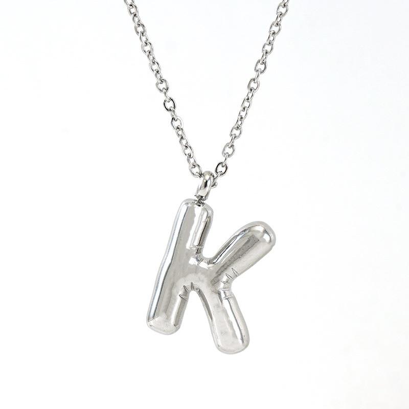 Fashionable Plump Stainless Steel Alphabet Necklace For Women