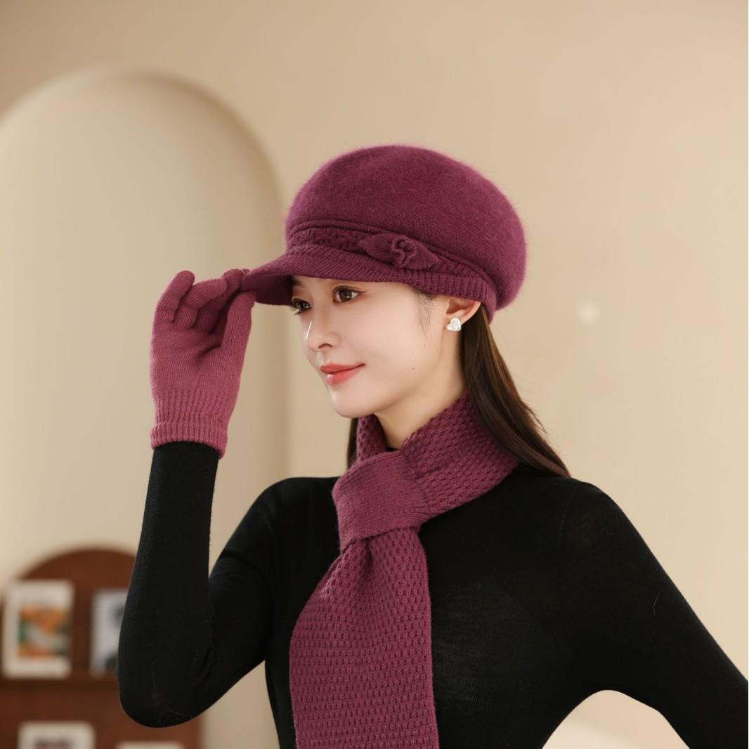 Autumn And Winter Middle-Aged And Elderly Hats Women S Fashion Fleece Thickened Mother Hat Grandma Hat Knitted Wool Hat one size fits all