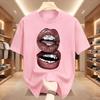 Punk Print Damen Herren T-Shirt Trendige Streetwear Reine Baumwolle Rundhals Oberteil Damen Y2K Lockeres T-Shirt