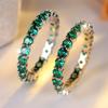Single Row Green Crystal Small Round Stone Rings For Women Vintage Trendy Gold Color Wedding Band Bridal Jewelry Engagement Gift