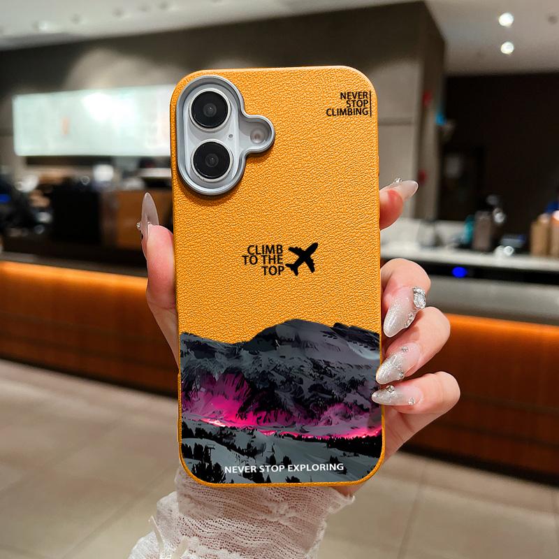 

Для iPhone 16 15 Pro Max 14 Pro 13 12 11 чехол с принтом самолета и гор тонкий TPU кожаная текстура мягкий матовый противоударный чехол для телефона iPhone 11