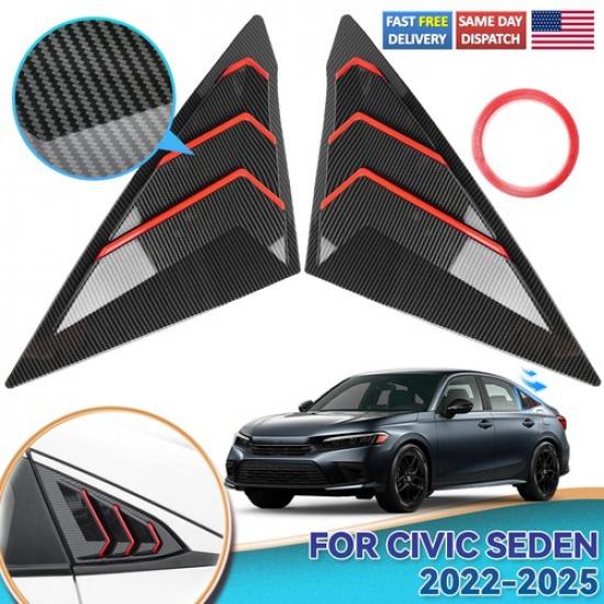 

Carbon Fiber Rear Window Louver Vent Cover For Honda Civic Sedan -2025 Pair