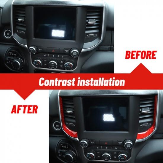 Console Control Air Condition Vent Cover Strip For Dodge Ram 1500 18+ Red Carbon