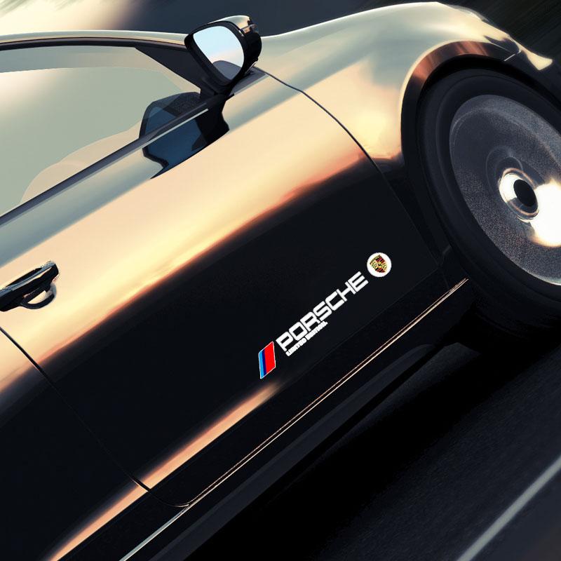 2pcs Auto Side Body Sports Sticker Decals Car 3D Stickers Car Accessories  For Porsche 911 918Spyder 928 944 968 Boxster Cayenne Macan Panamera