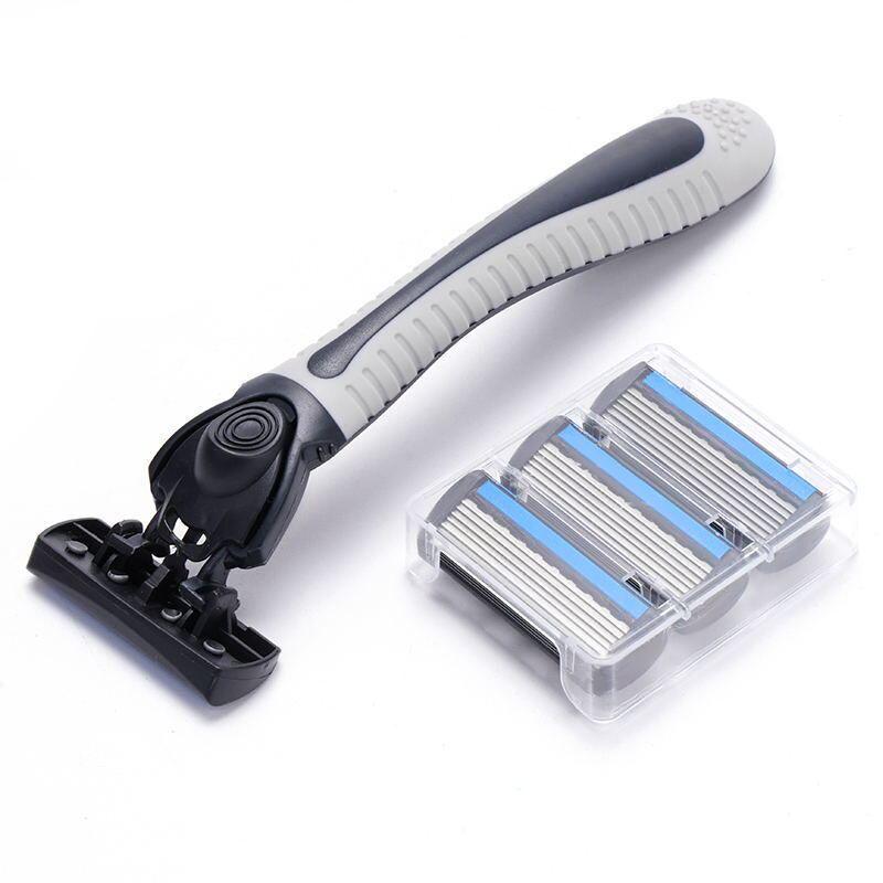 6-Blade Manual Shaver for Men - Razor with Blade Holder
