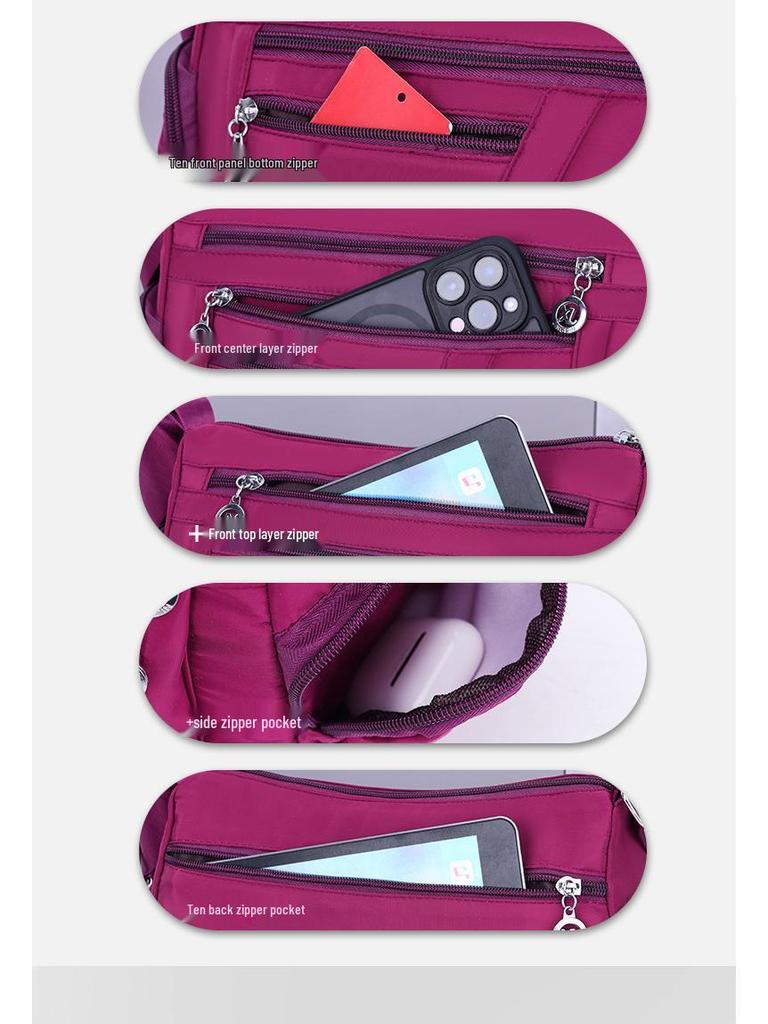 Korean Style Nylon Multi-Compartment Women's Casual Crossbody Bag with Large Capacity